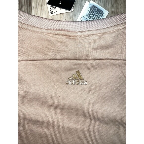 ADIDAS X Zoe Saldana Pattern Women's Sport T-shirt Dress Sz Large Tan Red Logo - Picture 8 of 9